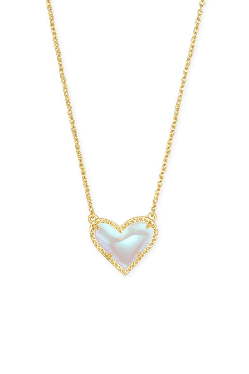 Kendra Scott: Ari Heart Gold Pendant Necklace - Dichroic Glass | Makk Fashions