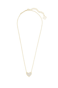 Kendra Scott: Ari Heart Gold Pendant Necklace - Iridescent Drusy | Makk Fashions