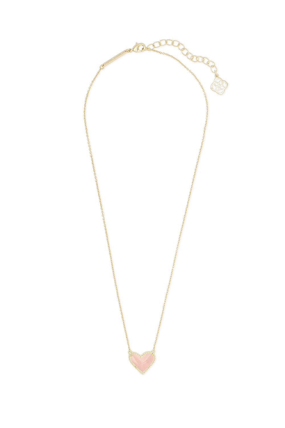 Kendra Scott: Ari Heart Gold Pendant Necklace - Rose Quartz | Makk Fashions