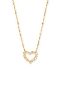 Kendra Scott: Ari Heart Gold Pendant Necklace - White Crystal | Makk Fashions