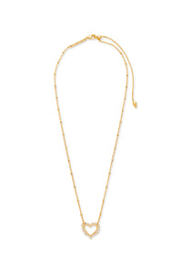 Kendra Scott: Ari Heart Gold Pendant Necklace - White Crystal | Makk Fashions