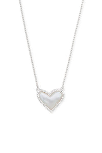Kendra Scott: Ari Heart Silver Pendant Necklace - Ivory Mother Of Pearl | Makk Fashions