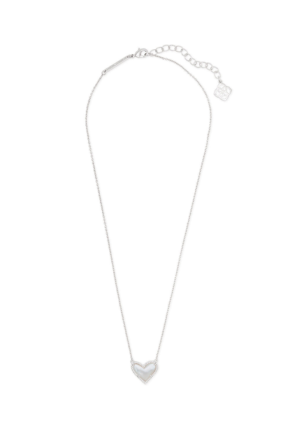 Kendra Scott: Ari Heart Silver Pendant Necklace - Ivory Mother Of Pearl | Makk Fashions
