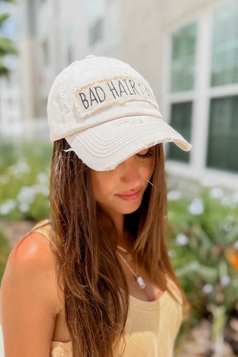 "Bad Hair Day" Patchwork Cap - Stone | Makk Fashions