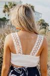 Beachside Dream Tie Front Crop Top - White | Makk Fashions