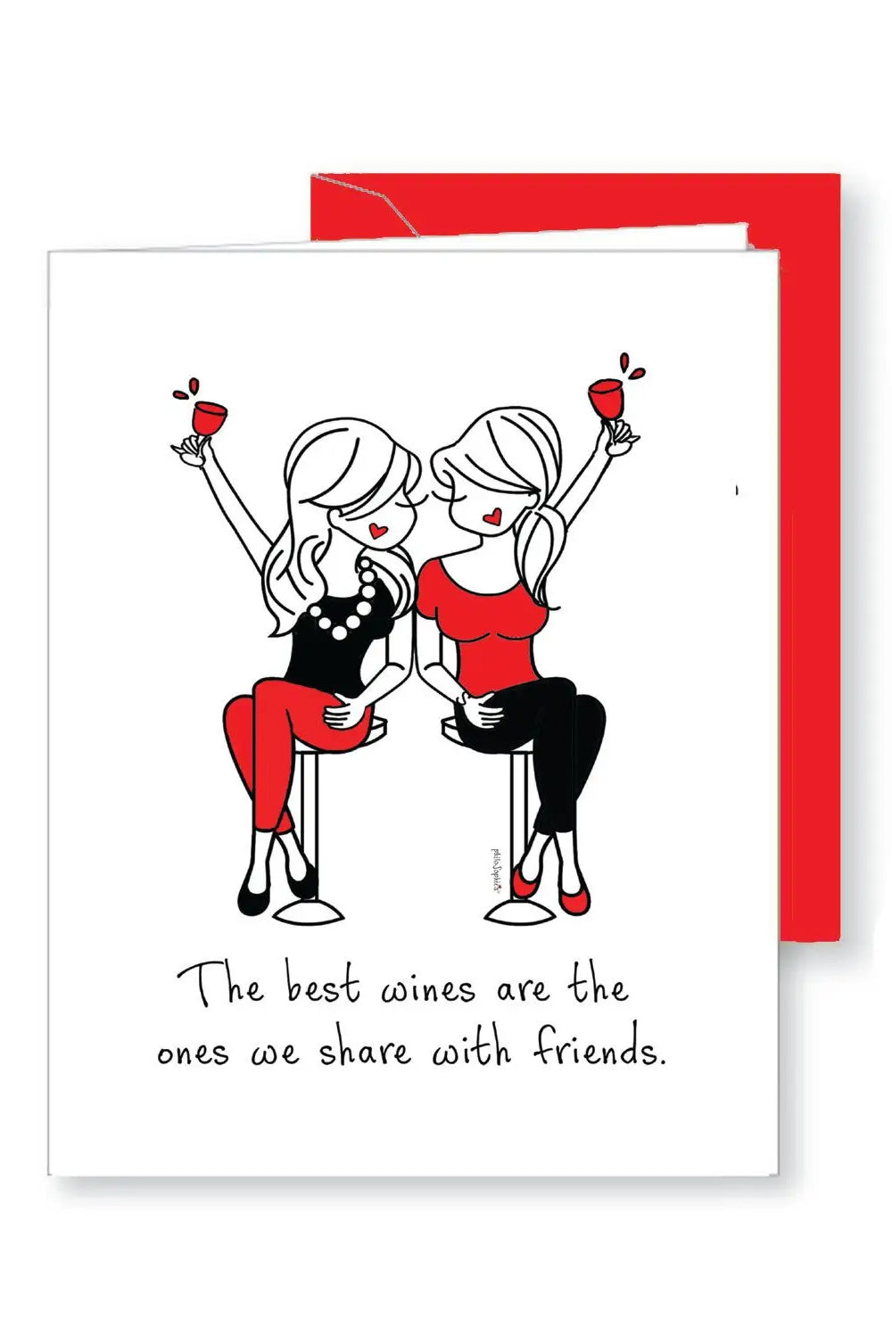 "Best Wine is With Friends" Greeting Card | Makk Fashions