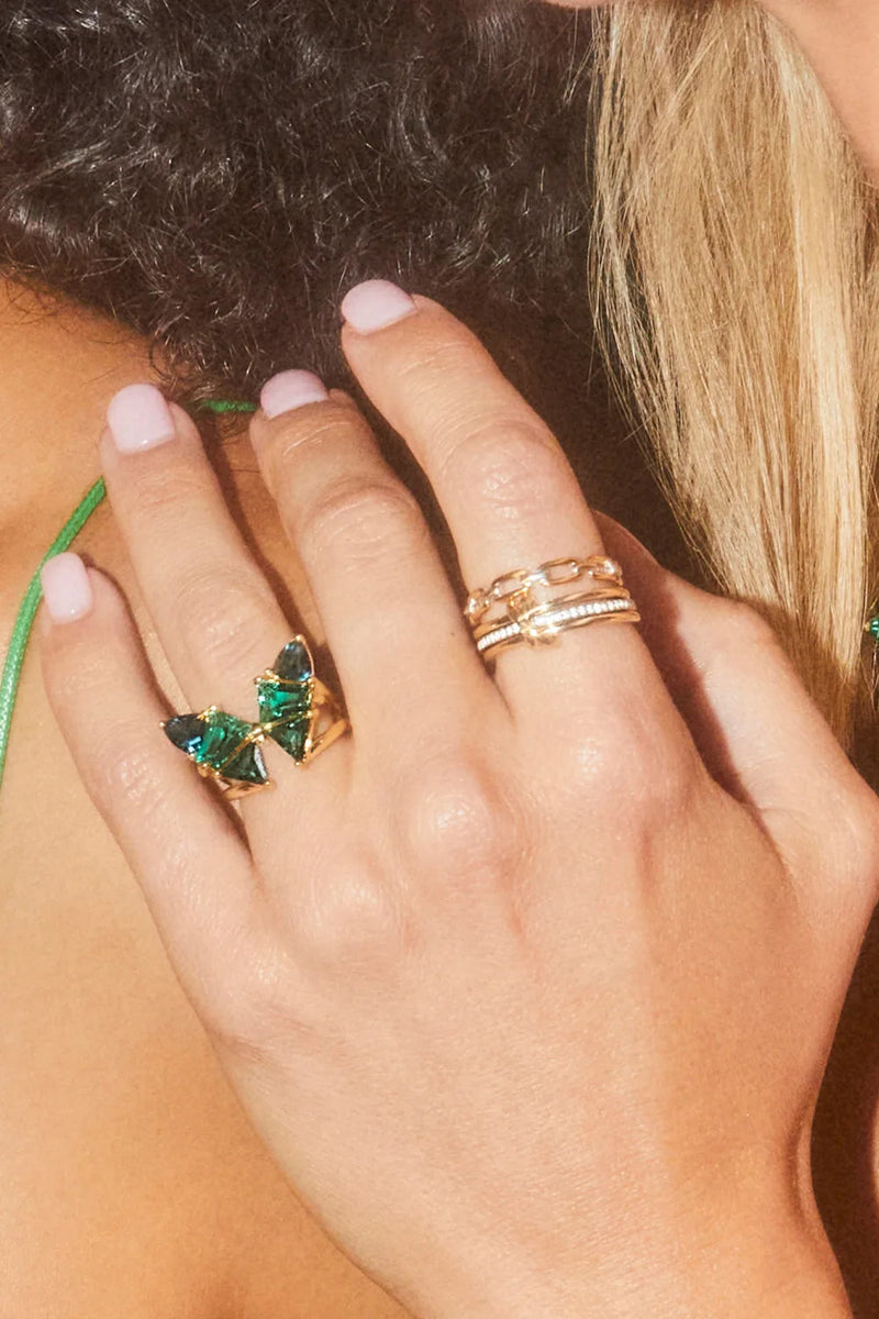Kendra Scott: Blair Gold Butterfly Ring - Emerald Mix | Makk Fashions