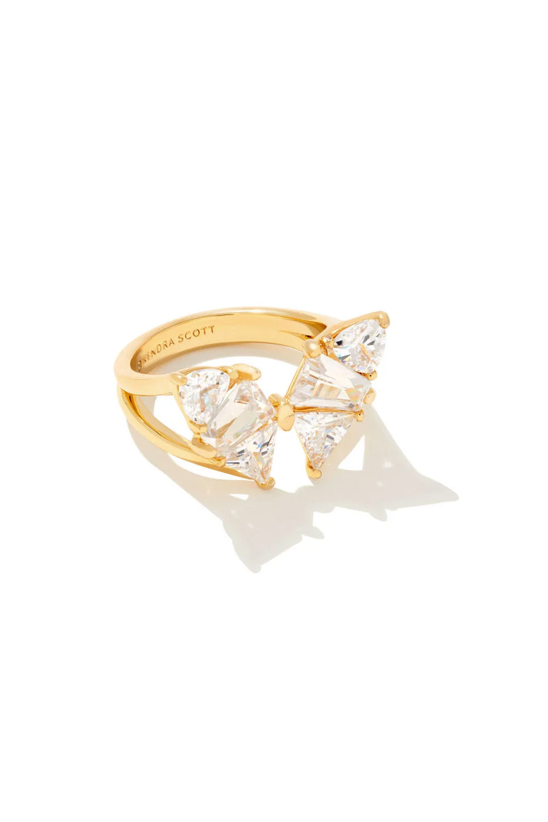 Kendra Scott: Blair Gold Butterfly Ring - White Crystal | Makk Fashions