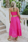 Breezy Afternoons Strapless Maxi Dress  - Hot Pink | Makk Fashions