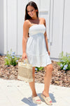 Breezy Feelings Linen Smocked Dress - White | Makk Fashions