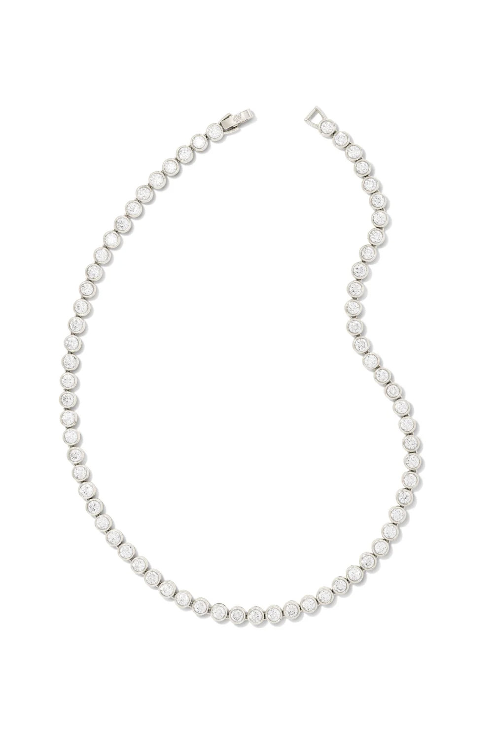 Kendra Scott: Carmen Bright Silver Tennis Necklace - White Crystal | Makk Fashions