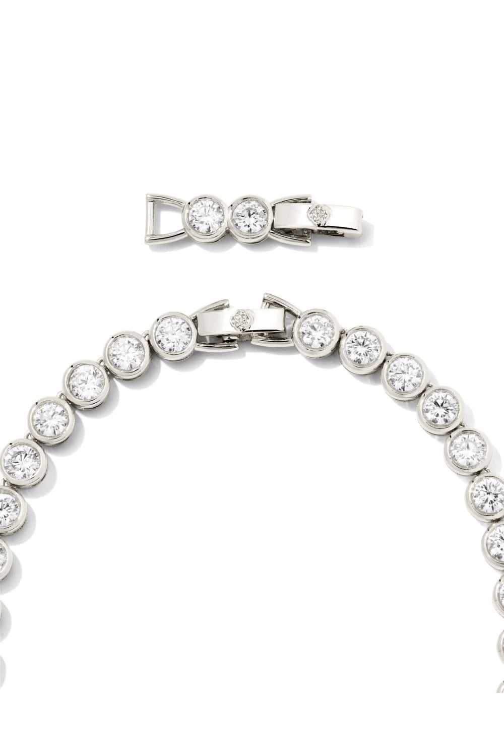 Kendra Scott: Carmen Bright Silver Tennis Necklace - White Crystal | Makk Fashions