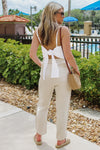 Casual Times Smocked Waist Linen Pants - Natural | Makk Fashions