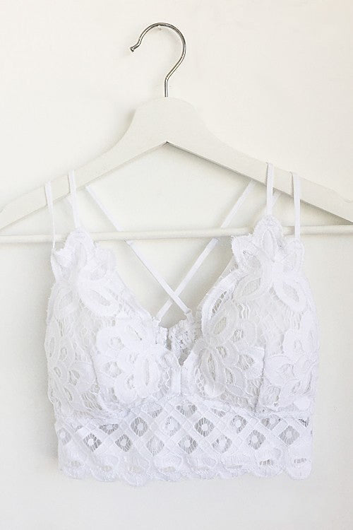 Crochet Lace Bralette - White