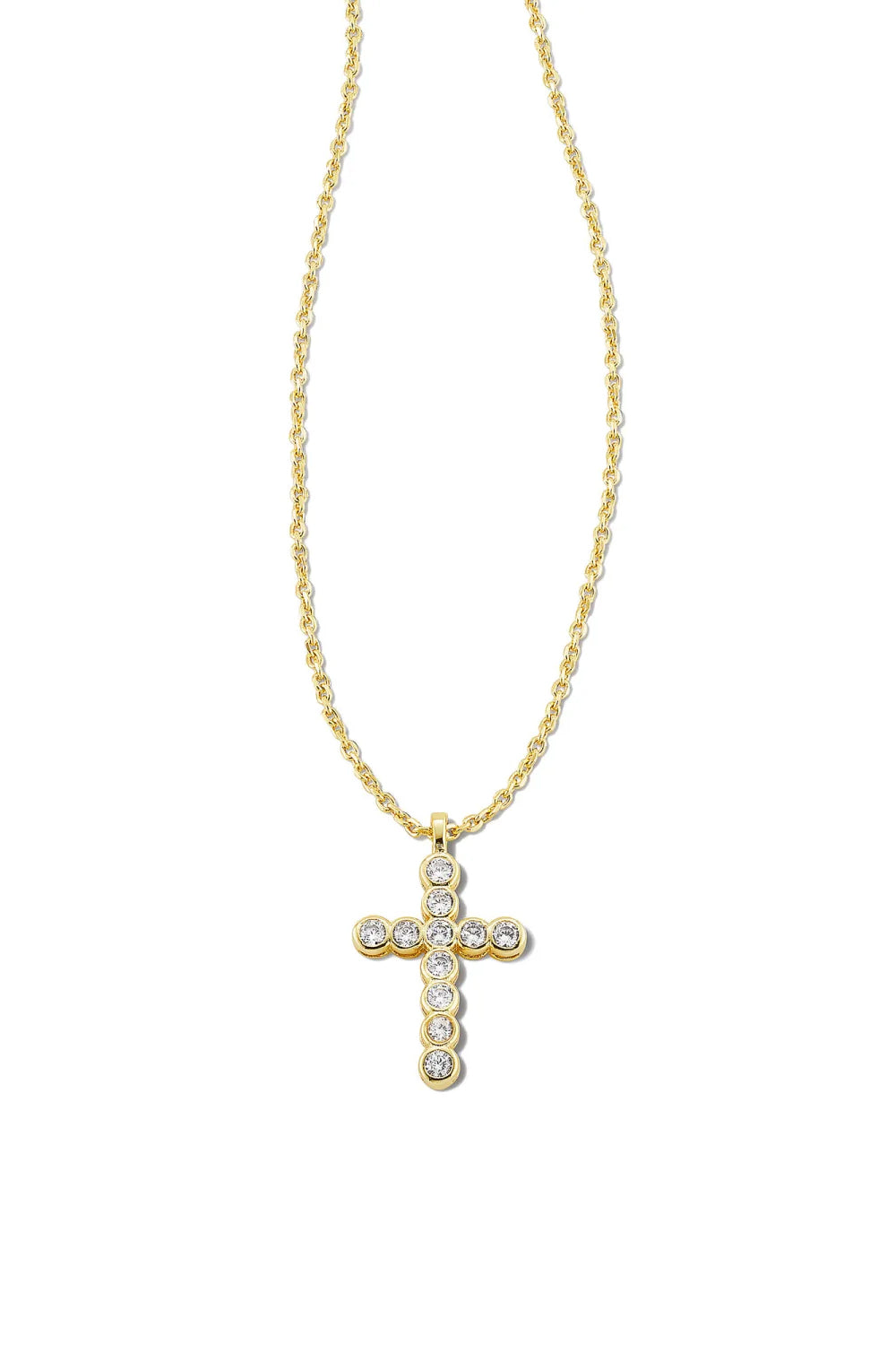 Kendra Scott: Cross Pendant Necklace White Crystal - Gold | Makk Fashions