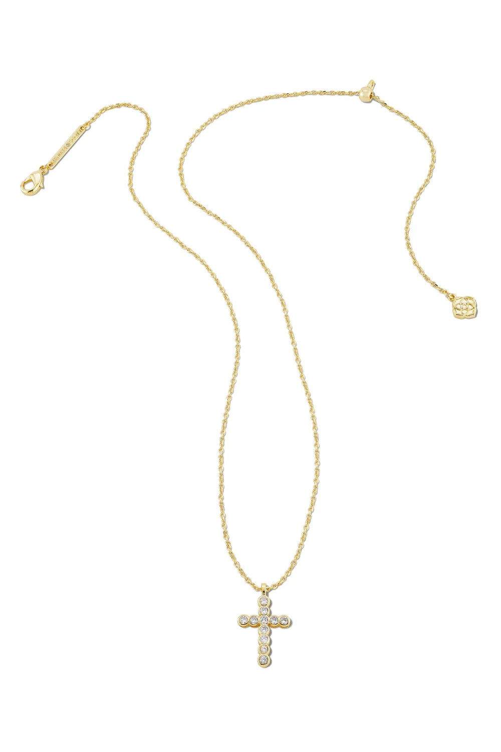 Kendra Scott: Cross Pendant Necklace White Crystal - Gold | Makk Fashions