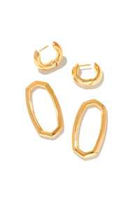 Kendra Scott: Danielle Gold Convertible Link Earrings - White Crystal | Makk Fashions