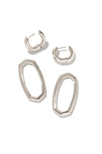 Kendra Scott: Danielle Silver Convertible Link Earrings - White Crystal | Makk Fashions