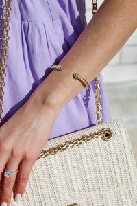 Date Night Pave Open Cuff Bracelet - Gold | Makk Fashions