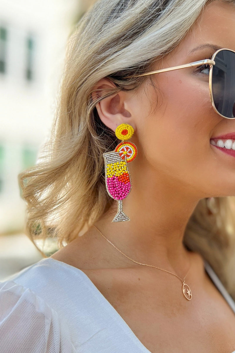 It's 5 O'Clock Somewhere Cocktail Glass Earrings | Makk Fashions