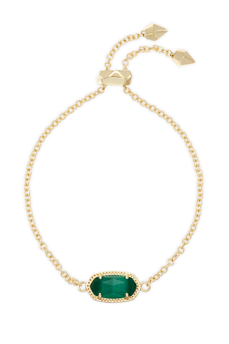 Kendra Scott: Elaina Delicate Gold Chain Bracelet - Emerald Cats Eye | Makk Fashions