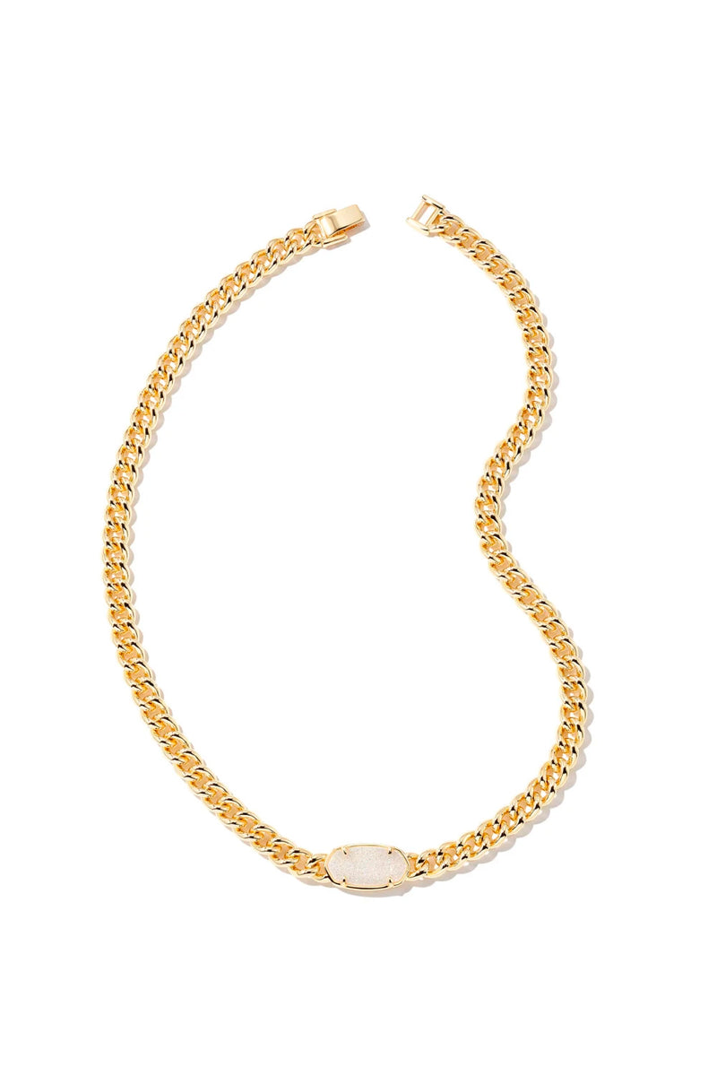 Kendra Scott: Elisa Gold Chain Necklace - Iridescent Drusy | Makk Fashions