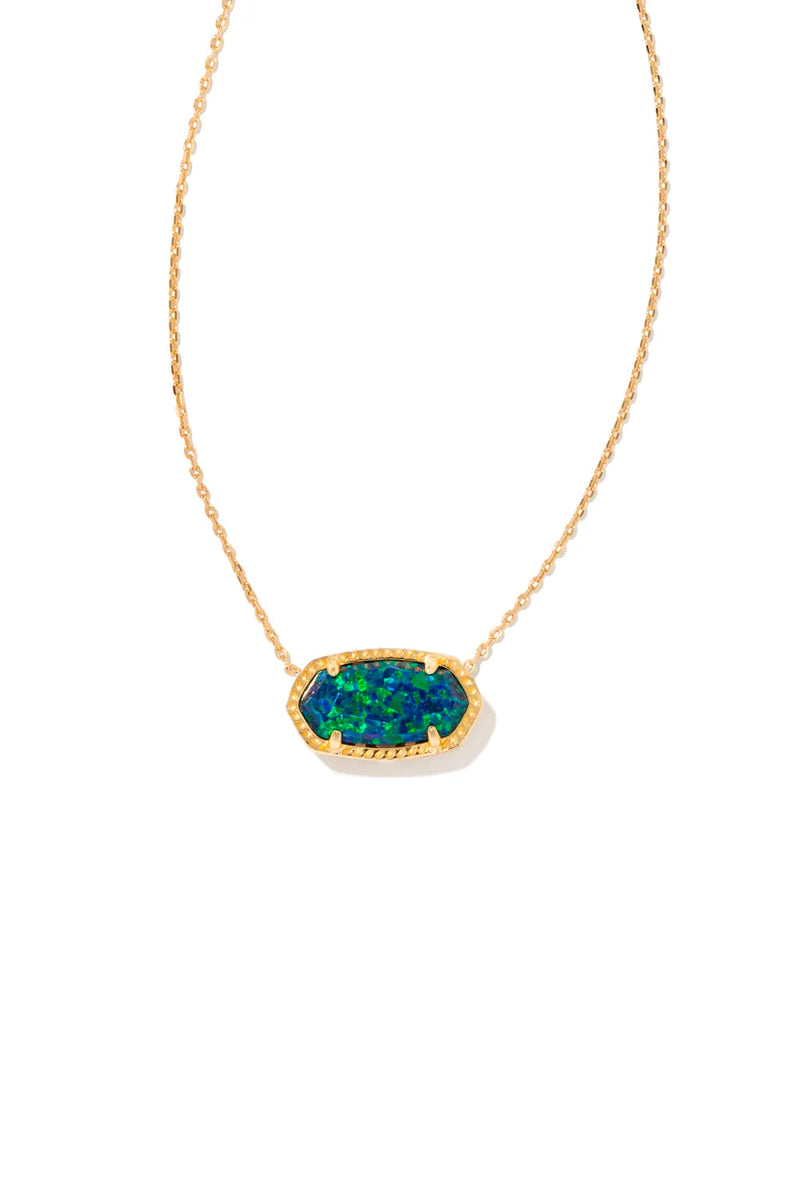 Kendra Scott: Elisa Gold Pendant Necklace Night Kyocera Opal