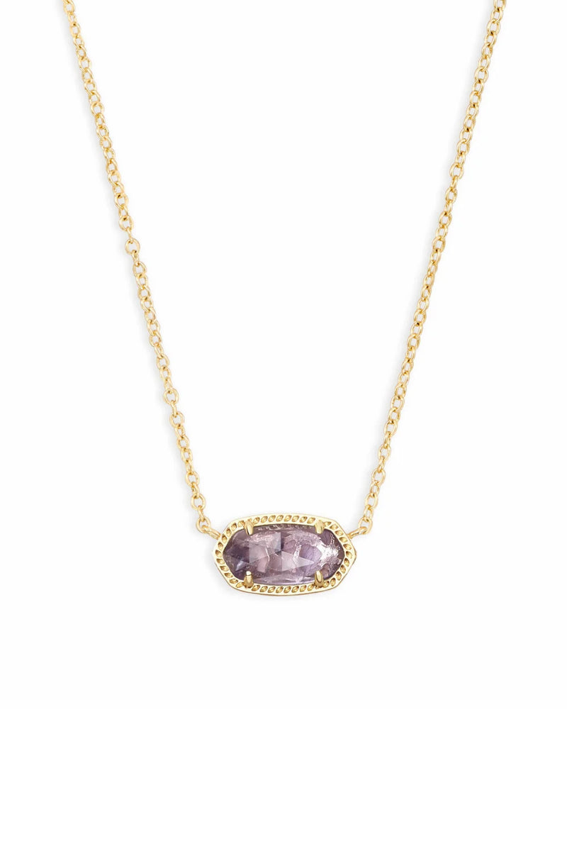 Kendra Scott: Elisa Gold Short Pendant Necklace - Amethyst | Makk Fashions