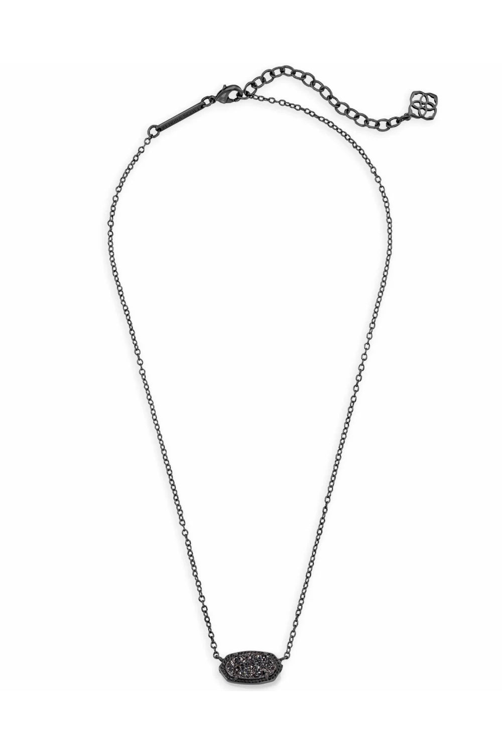 Kendra Scott: Elisa Gunmetal Pendant Necklace - Black Drusy | Makk Fashions