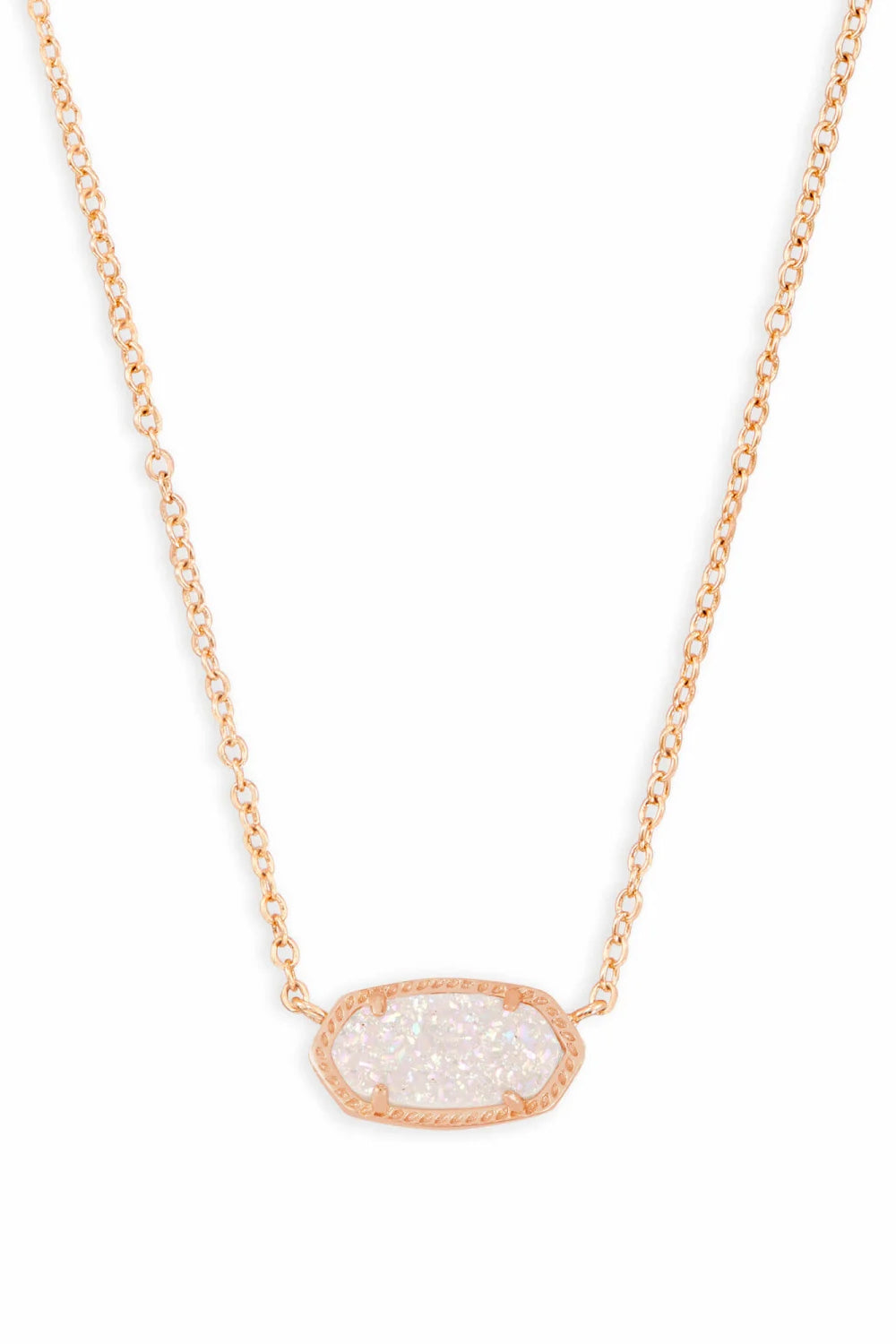 Kendra Scott: Elisa Rose Gold Short Pendant Necklace - Iridescent Drusy | Makk Fashions