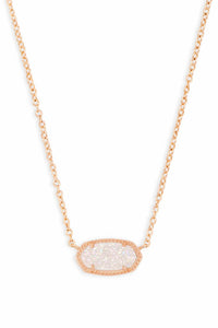 Kendra Scott: Elisa Rose Gold Short Pendant Necklace - Iridescent Drusy | Makk Fashions