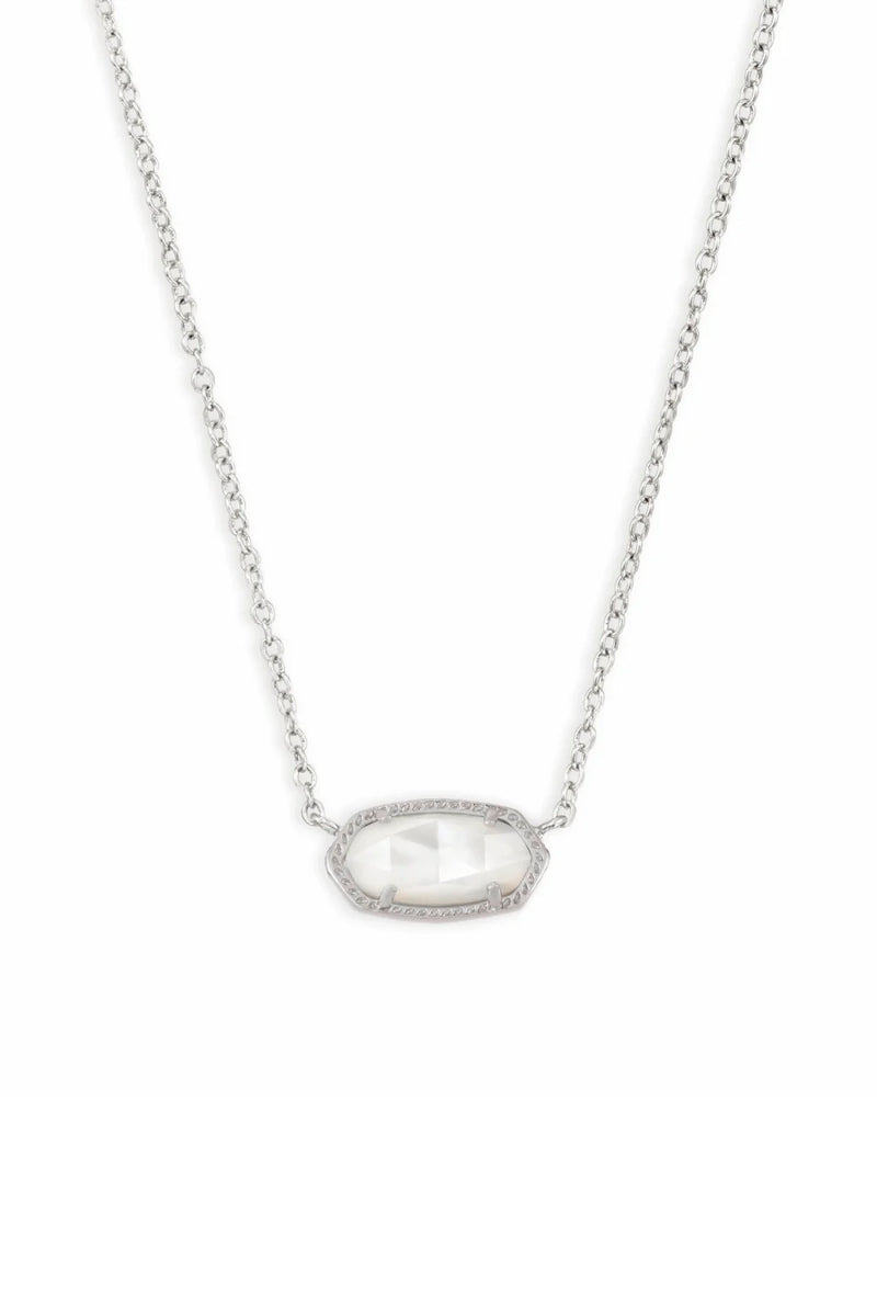 Kendra Scott: Elisa Silver Pendant Necklace - Ivory Mother Of Pearl | Makk Fashions