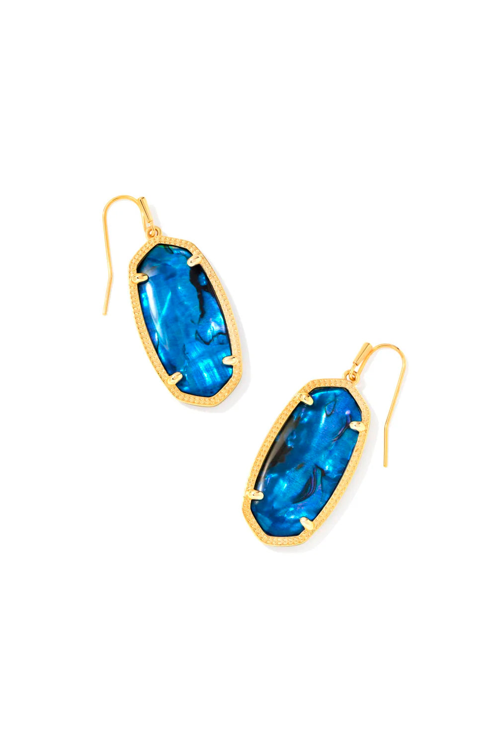 Kendra Scott: Elle Gold Drop Earrings - Navy Abalone | Makk Fashions
