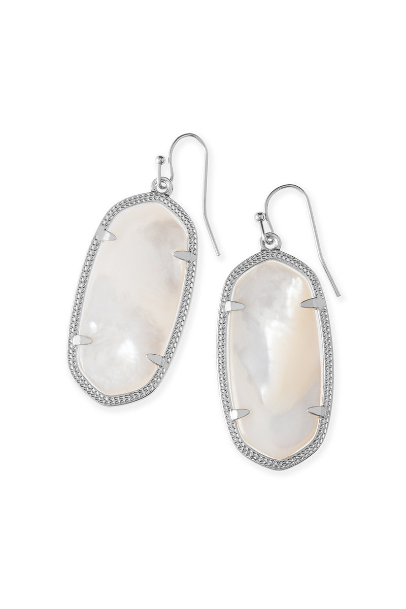 Kendra Scott: Elle Silver Drop Earrings - Ivory Mother Of Pearl | Makk Fashions