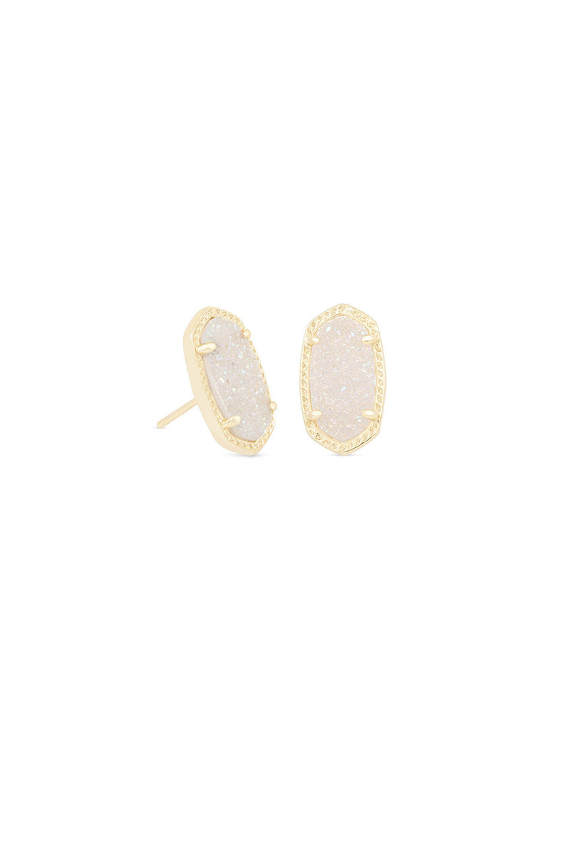 Kendra Scott: Ellie Gold Stud Earrings - Iridescent Drusy | Makk Fashions