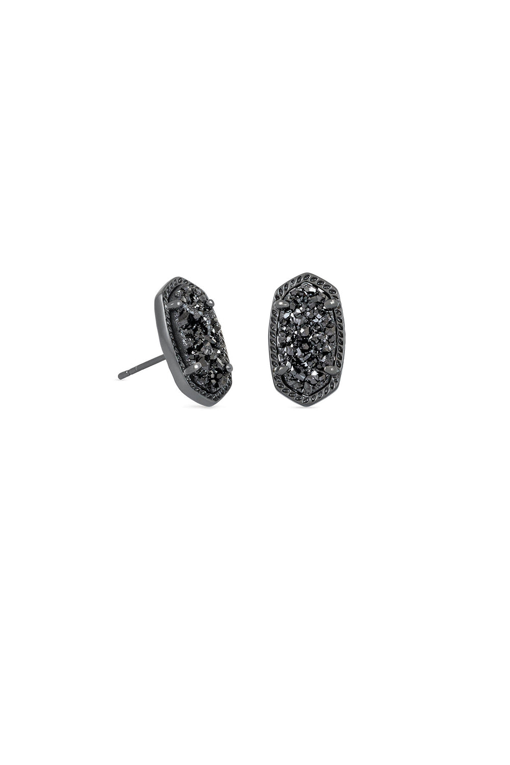 Kendra Scott: Ellie Gunmetal Stud Earrings - Black Drusy | Makk Fashions