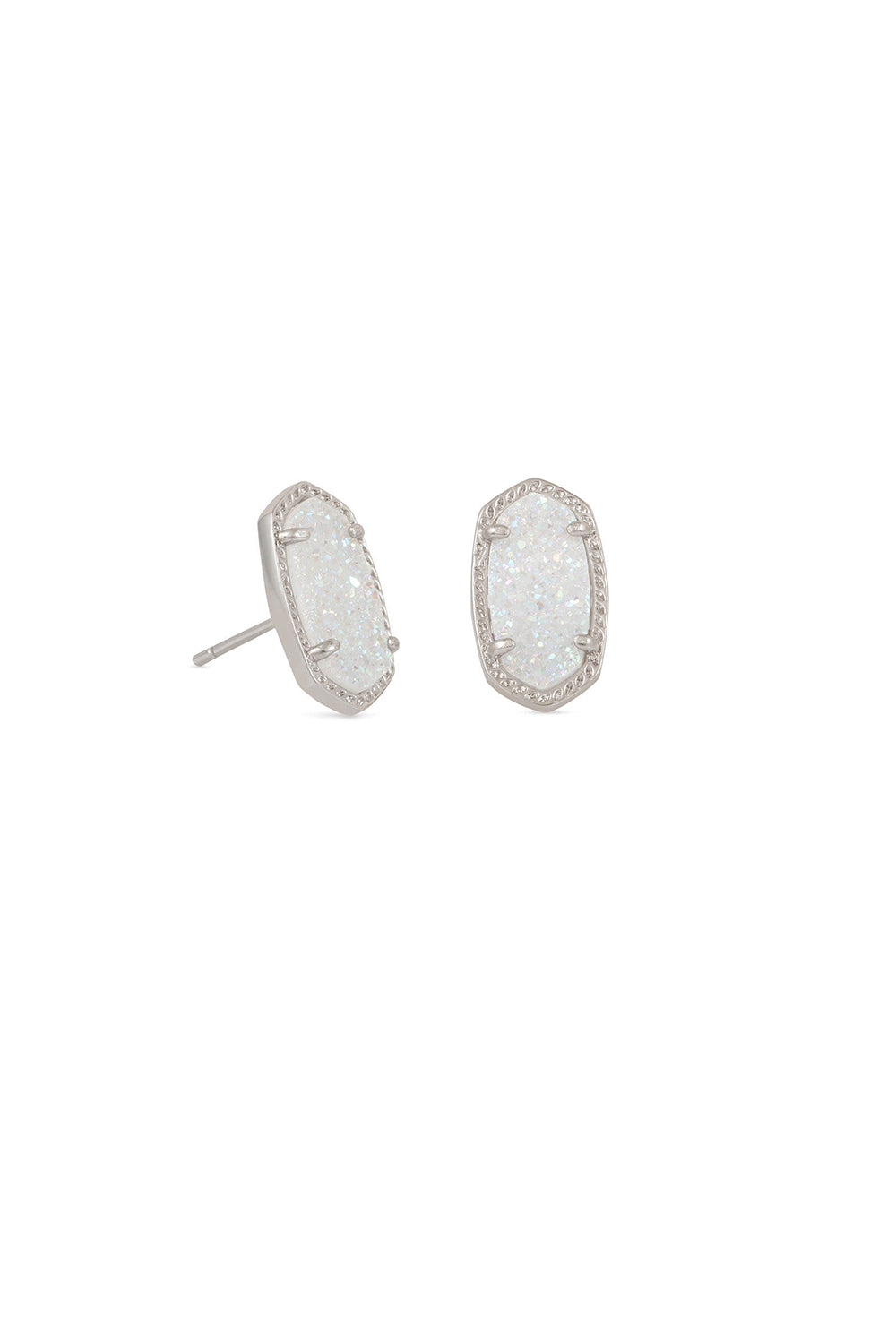 Kendra Scott: Ellie Silver Stud Earrings - Iridescent Drusy | Makk Fashions
