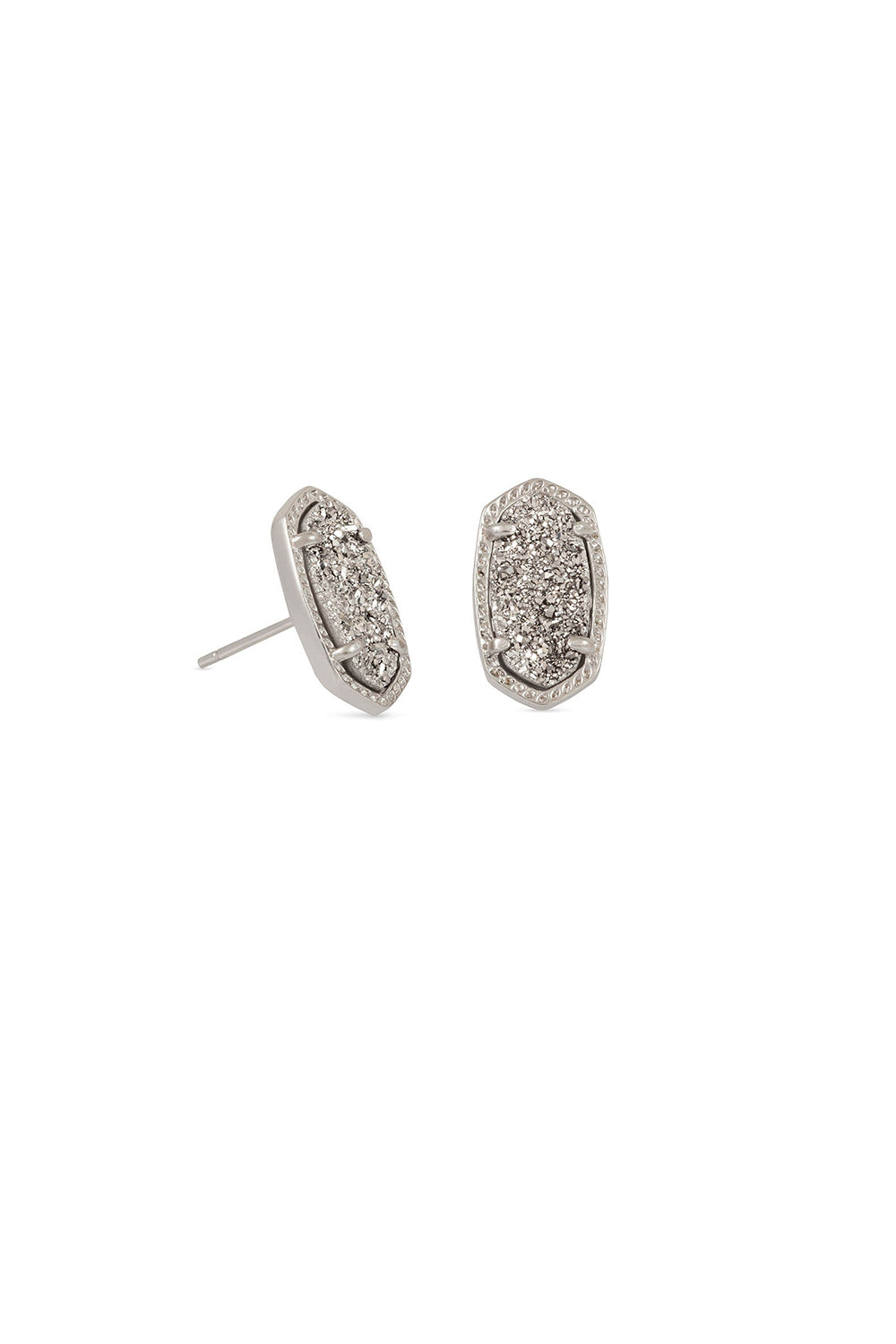 Kendra Scott: Ellie Silver Stud Earrings - Platinum Drusy | Makk Fashions