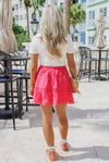 Elsie Crochet Lace Mini Skirt - Pink | Makk Fashions