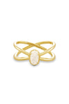 Kendra Scott: Emilie Gold Double Band Ring - Iridescent Drusy | Makk Fashions