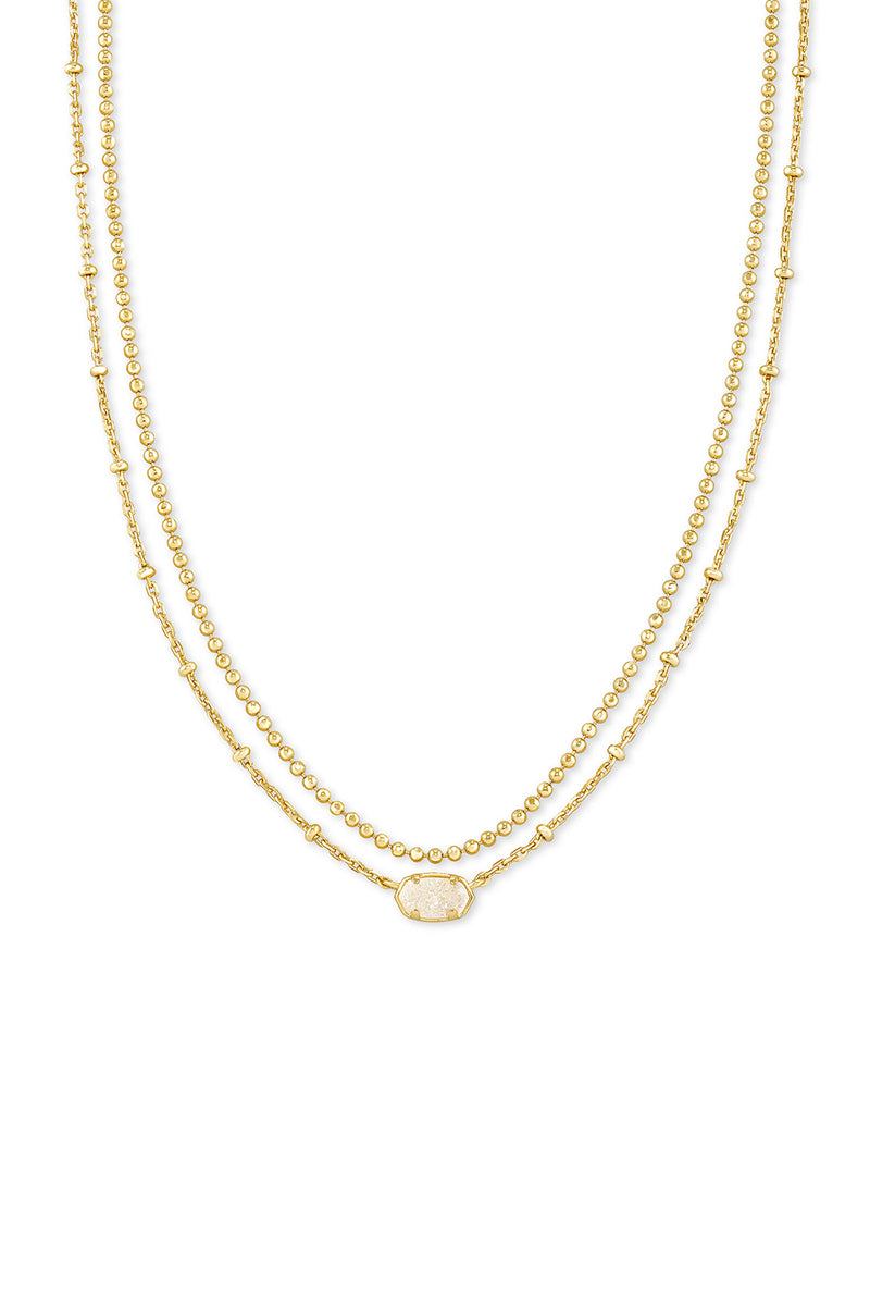 Kendra Scott: Emilie Gold Multi Strand Necklace - Iridescent Drusy | Makk Fashions