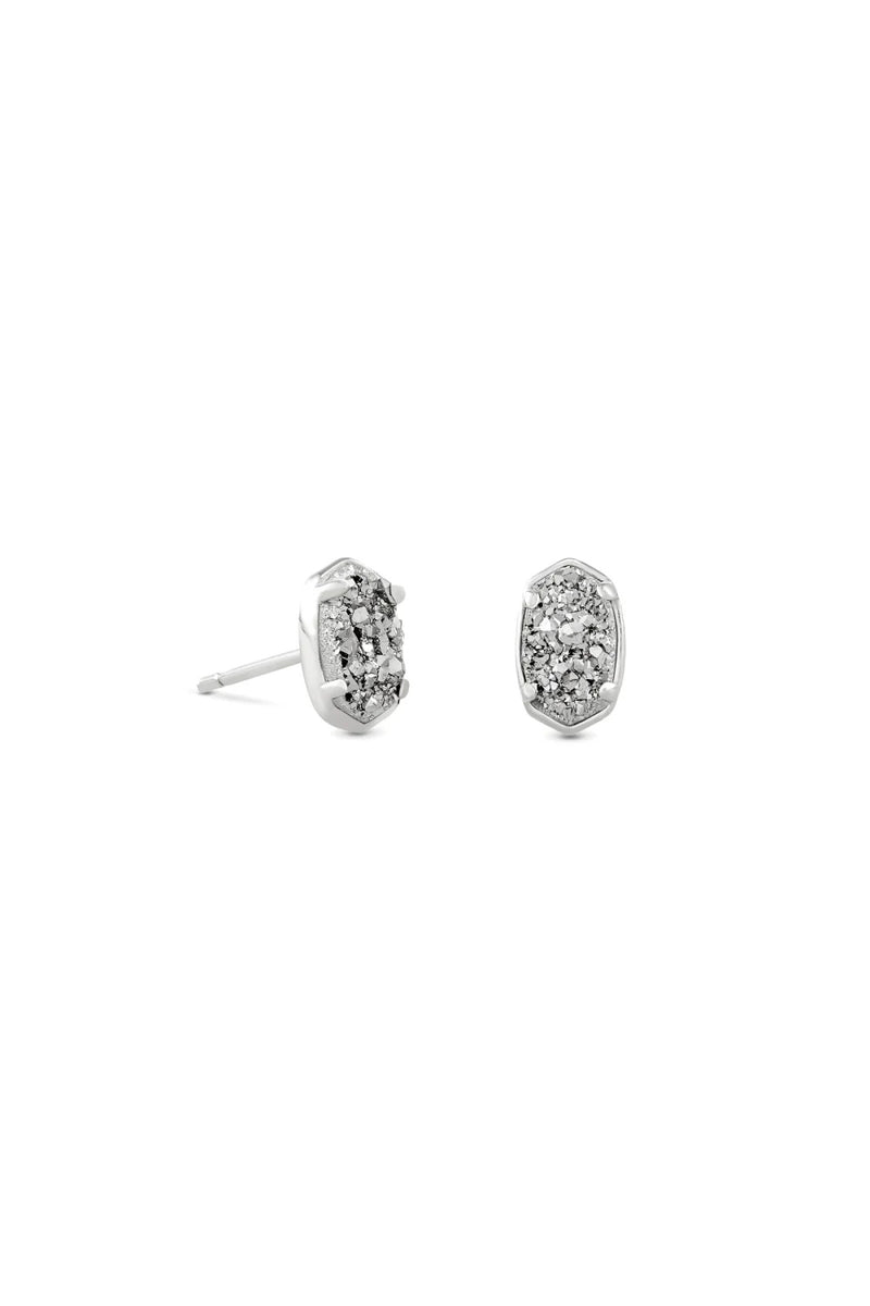 Kendra Scott: Emilie Silver Stud Earrings - Platinum Drusy | Makk Fashions