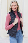 Fall In Love Light Weight Padded Vest - Black | Makk Fashions