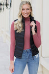 Fall In Love Light Weight Padded Vest - Black | Makk Fashions