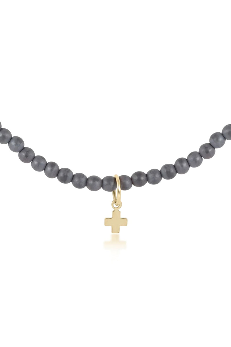 enewton: Gemstone 3mm Signature Cross Bead Bracelet - Hematite | Makk Fashions