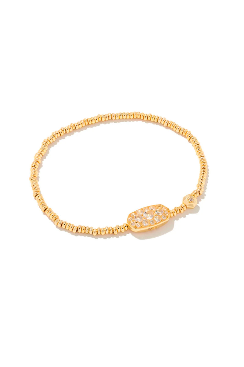 Kendra Scott: Grayson Gold Crystal Stretch Bracelet - White Crystal | Makk Fashions