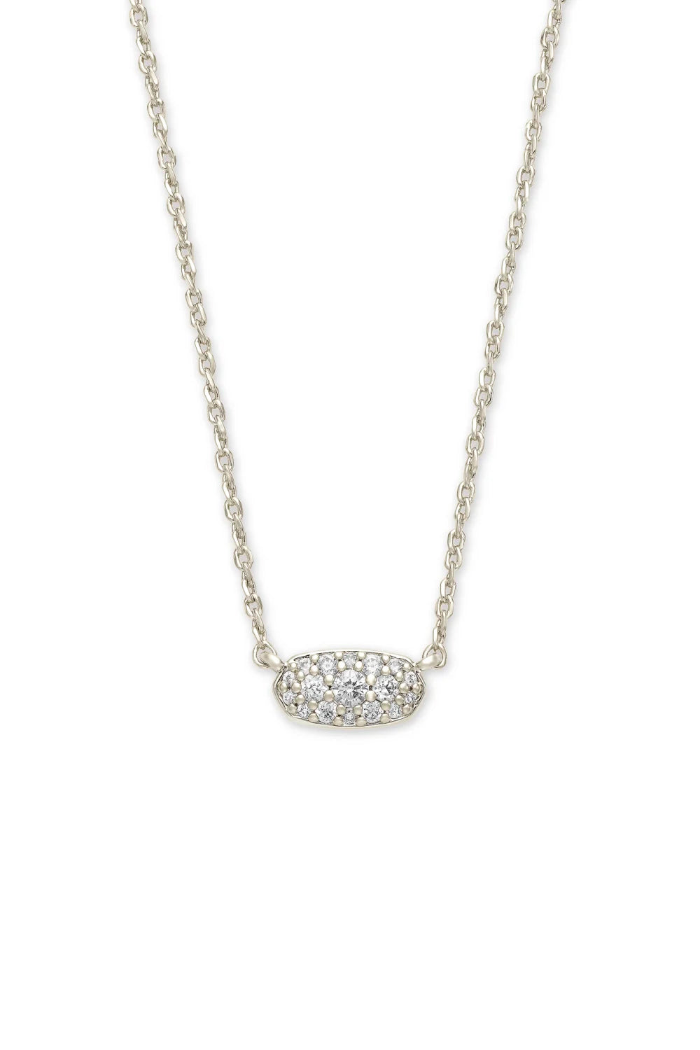 Kendra Scott: Grayson Silver Pendant Necklace - White Crystal | Makk Fashions