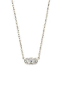 Kendra Scott: Grayson Silver Pendant Necklace - White Crystal | Makk Fashions