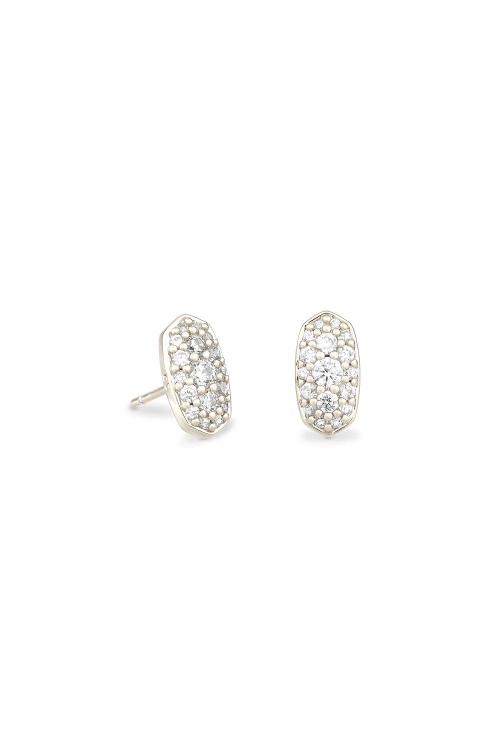 Kendra Scott: Grayson Silver Stud Earrings - White Crystal | Makk Fashions