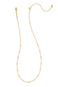 Kendra Scott: Haven Gold Crystal Heart Strand Necklace - White Crystal | Makk Fashions